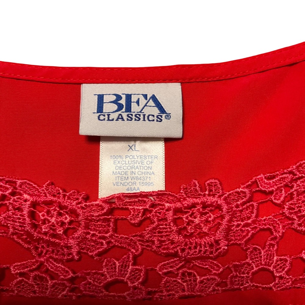 Vintage Tank Top Women XL Red Blue Lace Trim Shell Lot 2 Classic Office - Picture 11 of 13